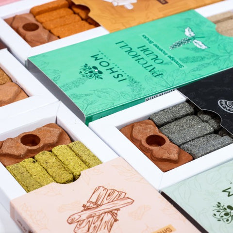 California White Sage Smudge Incense Bricks with Terracotta Burner, 15-Pack