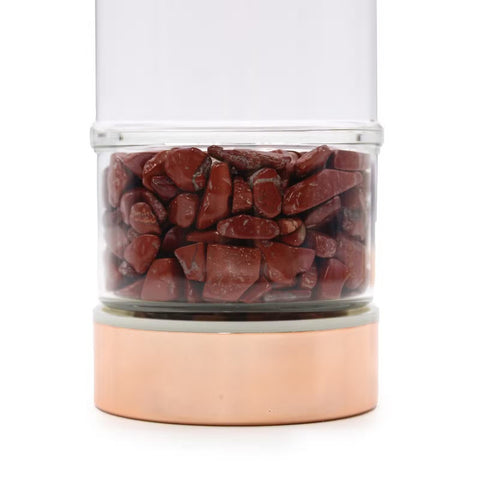 Crystal Tea Infuser Bottle with Red Jasper Ancient Wisdom