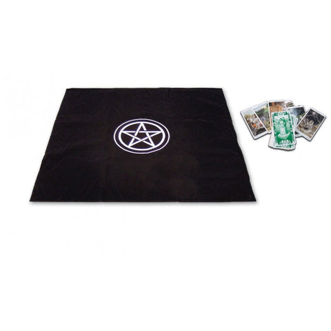 Lo Scarabeo Black Velvet Pentacle Tarot Cloth 80x80cm Embroidered