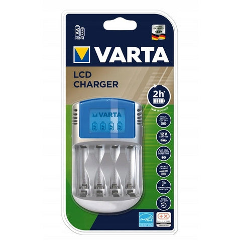 VARTA LCD Fast Charger 57070 for AA AAA Batteries with USB & Car Adapter