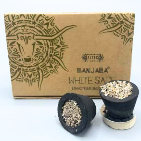 6x White Sage Smudge Cups Banjara Ritual Resin Incense Set