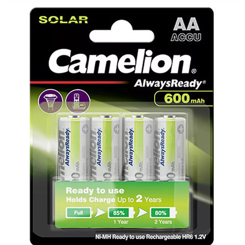 4x Camelion AlwaysReady AA HR6 600mAh NiMH Rechargeable Batteries