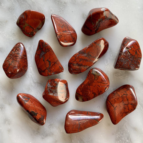 12 Medium African Tumble Stones Jasper - Red Gemstones Amulet Ancient Wisdom NEW