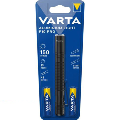 VARTA F10 Pro LED Torch 150 Lumens 3 Modes Aluminum Flashlight AAA