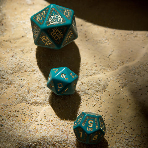 Runequest Turquoise And Gold Expansion Dice Set Rpg Playing Games Q-Workshop NEW