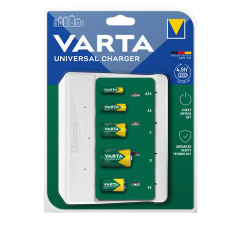 Varta Universal NiMH Battery Charger AA AAA C D 9V with USB-C, No Batteries