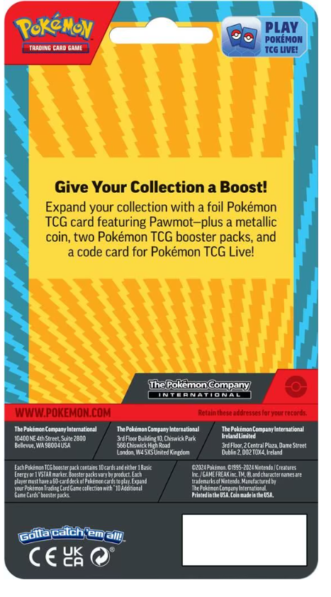 Pokemon TCG Pawmot 2 Booster Blister Pack with Coin & Code Card ENG