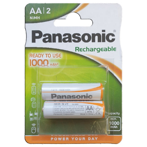 2x Panasonic AA Rechargeable Batteries NiMH 1900mAh Ready to Use 1.2V