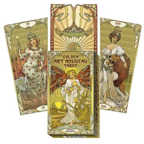 Golden Art Nouveau Tarot Deck 78 Cards by Giulia F. Massaglia Lo Scarabeo