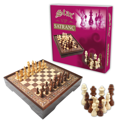 STAR Walnut VIP Chess Set Large Wooden Board Box with Chessmen Turkey