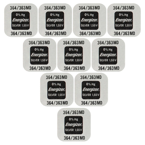 10x Energizer 364 363 SR621SW Silver Oxide 1.55V Watch Batteries