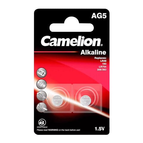 2x Camelion AG5 LR754 393 Alkaline 1.5V Button Cell Batteries