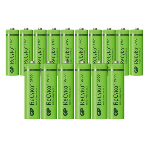 16x GP ReCyko+ AA 2600mAh NiMH Rechargeable Batteries 1.2V Bulk Pack