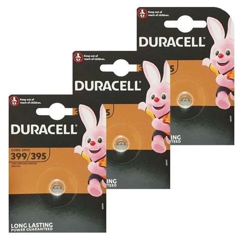 3x Duracell 395 399 SR927SW Silver Oxide 1.55V Watch Batteries