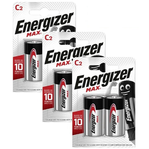 6x Energizer Max C LR14 Alkaline Batteries 1.5V Long Lasting Power