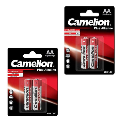 4x Camelion AA Plus Alkaline Batteries 1.5V LR06 MN1500 AM3 E91