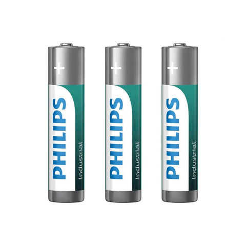 3x Philips Industrial AAA Alkaline Batteries 1.5V LR03 Micro MN2400