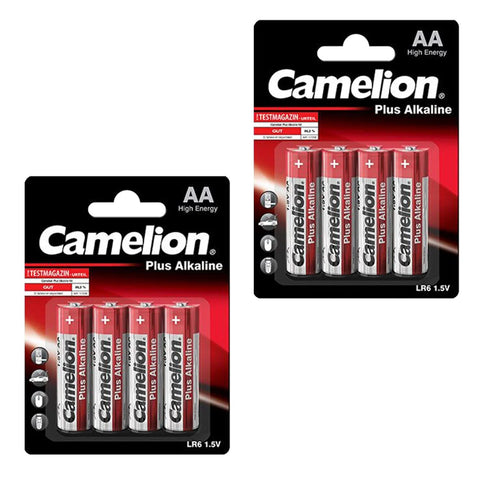 8x Camelion AA Plus Alkaline Batteries 1.5V LR6 MN1500 E91 Long Life