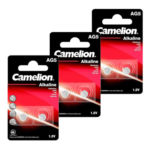 6x Camelion AG5 LR754 1.5V Alkaline Button Cell Batteries LR48 393