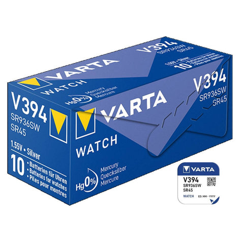 10x Varta 394 SR936SW 1.55V Silver Oxide Watch Batteries Pack