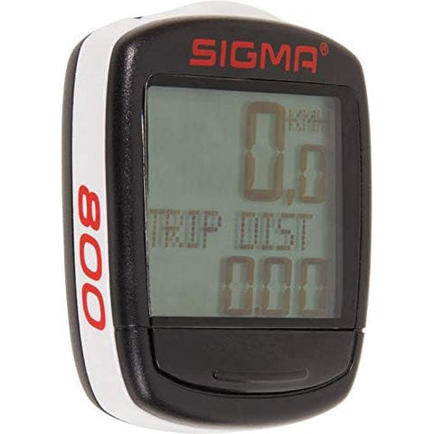 Sigma Base 800 Bike Computer 8 Function Wired Waterproof Black White