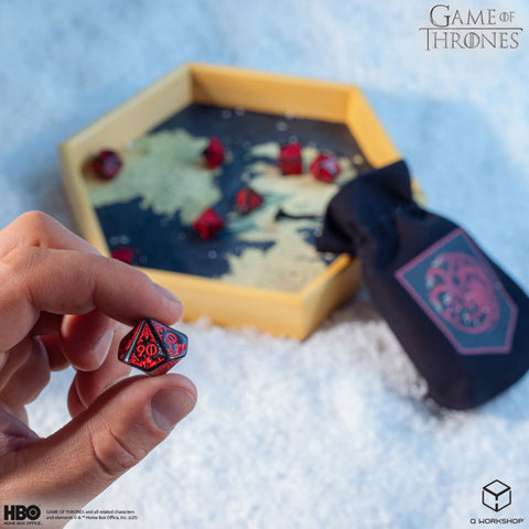 Game of Thrones Targaryen Dice Set by Q-Workshop, 8-Die Polyhedral Black/Red
