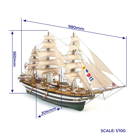 Occre Amerigo Vespucci 1/100 Wooden Ship Model Kit 980mm 5933 Parts