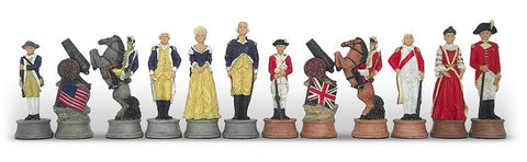 American Revolutionary War Chess Set, Hand-Painted, Faux Leather Board, Italfama