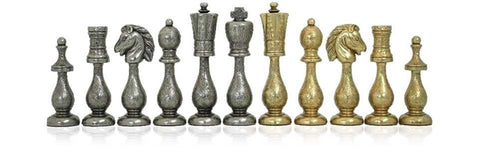 Arabic Metal Chess Set, Leatherette Board Box 48cm, Made in Italy & Checkers