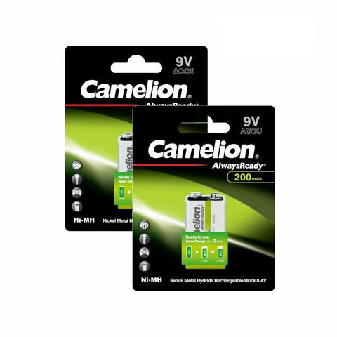 2x Camelion 9V HR22 Rechargeable Ni-MH Batteries 200mAh AlwaysReady