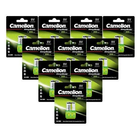 12x Camelion 9V AlwaysReady Rechargeable NiMH HR22 Batteries 200mAh