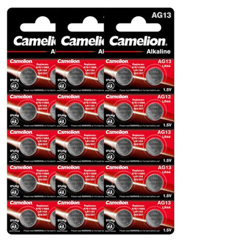 30x Camelion LR44 AG13 1.5V Alkaline Button Cell Batteries Mercury Free