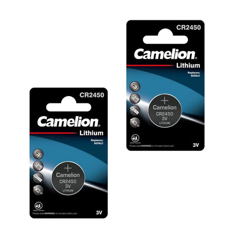 2x Camelion CR2450 3V Lithium Coin Cell Batteries DL2450 ECR2450