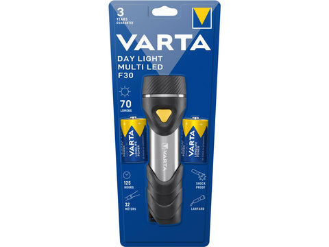 VARTA Day Light Multi LED F30 Flashlight 70lm 2xD Batteries Included