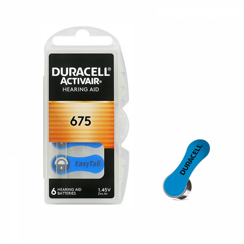 60x Duracell 675 Hearing Aid Batteries Zinc Air 1.45V Mercury Free