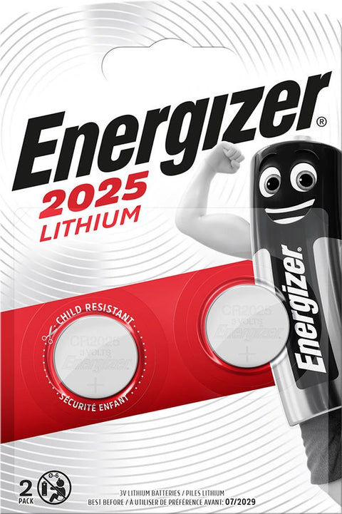 6x Energizer CR2025 3V Lithium Coin Cell Batteries DL2025 Blister Pack