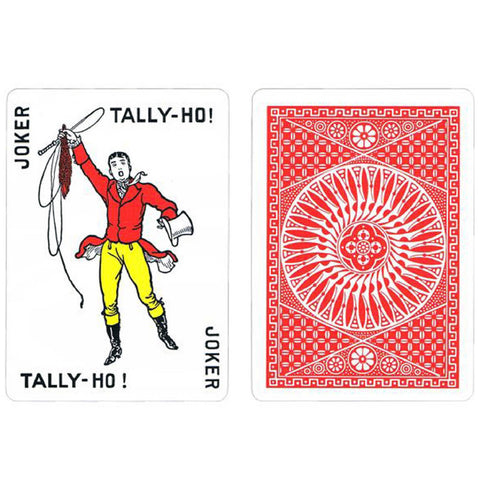 Bicycle Tally Ho Circle Playing Cards Deck Standard Index Linoid Finish Red
