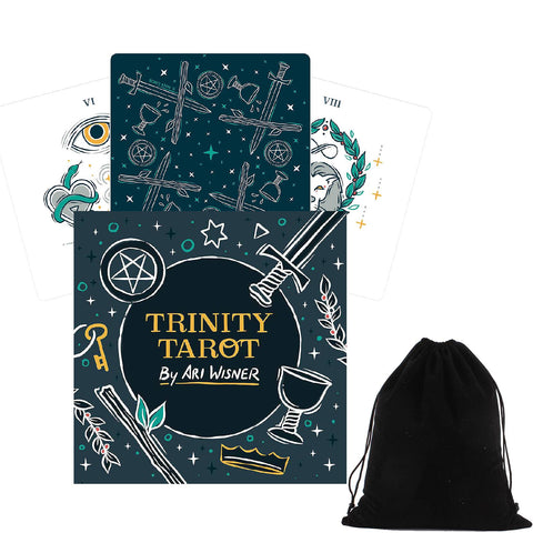 Trinity Tarot Self-Discovery Cards Deck & Guidebook Sheet By Ari Wisner With Bag