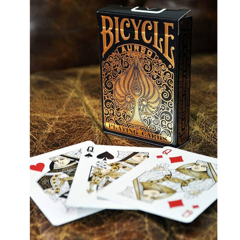 Bicycle Aureo Black Playing Card Deck Magic Tricks Air Cushion Made In USA