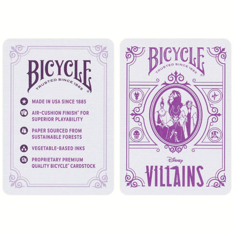 Bicycle Disney Villains Playing Cards Purple Deck Poker Size Made In USA