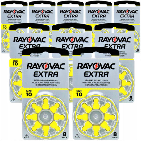 80x Rayovac Extra Size 10 Mf Hearing Aid Batteries 1.45V Zinc Air