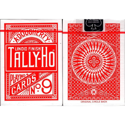 Bicycle Tally Ho Circle Playing Cards Deck Standard Index Linoid Finish Red