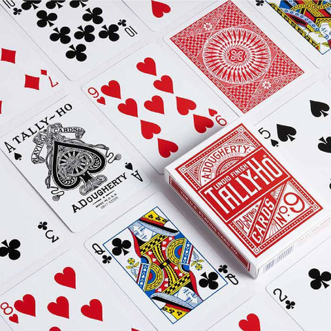 Bicycle Tally Ho Circle Playing Cards Deck Standard Index Linoid Finish Red