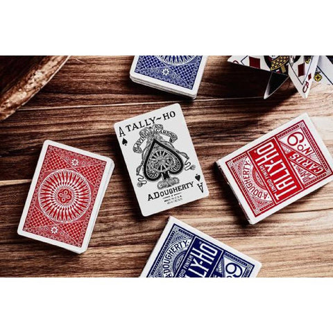 Bicycle Tally Ho Circle Playing Cards Deck Standard Index Linoid Finish Red