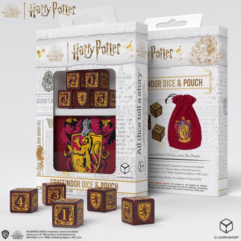 Harry Potter. Gryffindor Dice & Pouch Set Magic Wizard Role Games Q-Workshop NEW