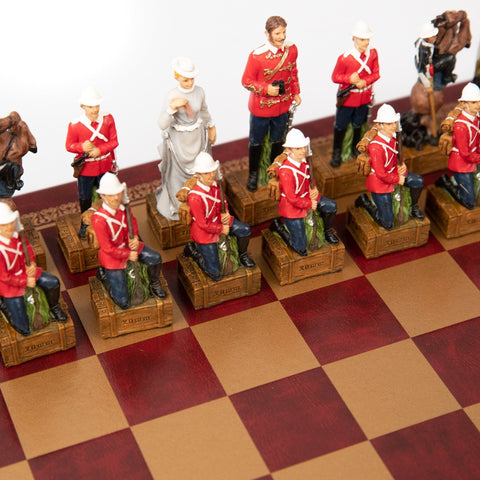 Italfama Britain vs Zulus Hand Painted Resin Chess Set Leather Board