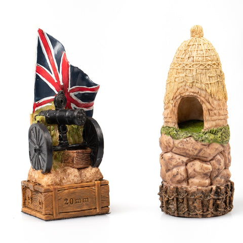 Italfama Britain vs Zulus Hand Painted Resin Chess Set Leather Board