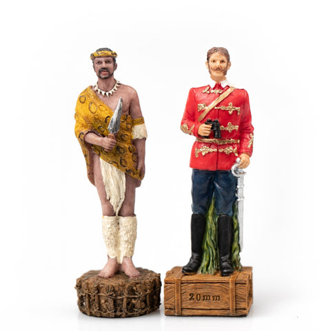 Italfama Britain vs Zulus Hand Painted Resin Chess Set Leather Board