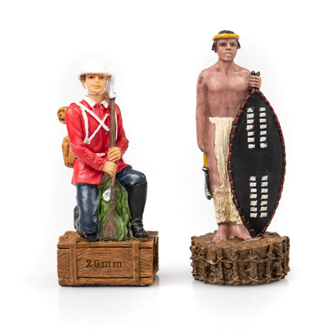 Italfama Britain vs Zulus Hand Painted Resin Chess Set Leather Board