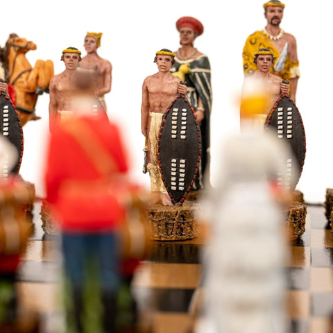 Italfama British vs Zulu 3-in-1 Chess Set Leather Board with Storage